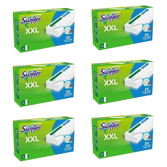 Swiffer Starter Kit - Scopa Con Manico + 8 Panni Ricambio, Cattura Polvere 3 Volte Meglio