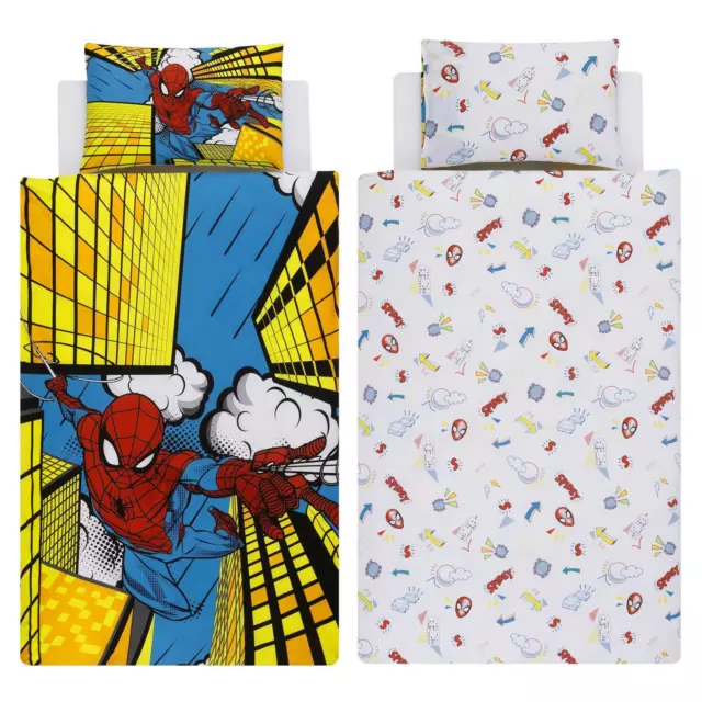 Spiderman Housse Couette Simple Set Enfants Super-Héros Réversible Coton Literie