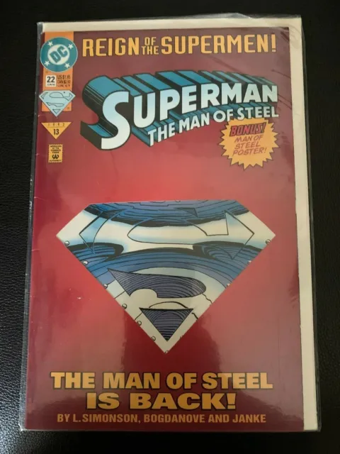 Superman The Man of Steel 22 Reign of the Supermen Die-Cut Cover NM+
