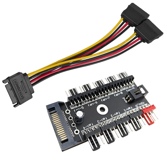PC 4PIN FAN 10 Channel Splitter PWM Wire Adapter SATA DC Power Female
