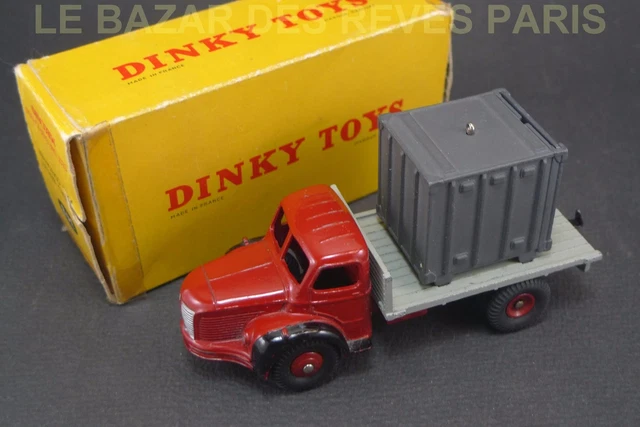 DINKY TOYS FRANCE. BERLIET plateau avec container. + Boite. REF: 34 B.