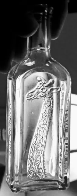 Vintage Tonsiline Embossed Giraffe Medicine Bottle 5.5 "