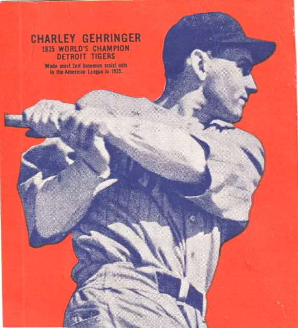 CHARLEY  GEHRINGER/detroit TIGERS-1936 WHEATIES CEREAL handcut box panel PICTURE