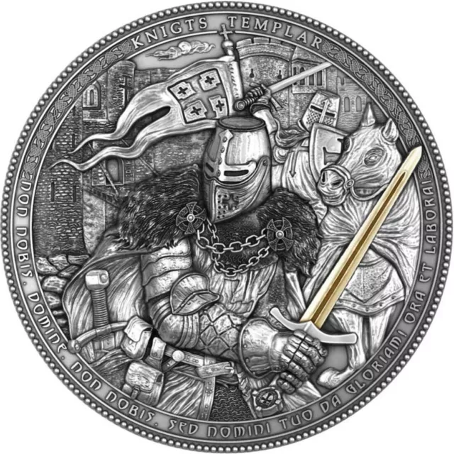 KNIGHTS TEMPLAR Assassins Selective Gilding 2 Oz Silver Coin 5$ Niue 2021