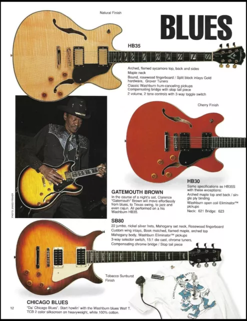 Gatemouth Brown Washburn HB35 HB30 SB80 electric guitar advertisement ad print