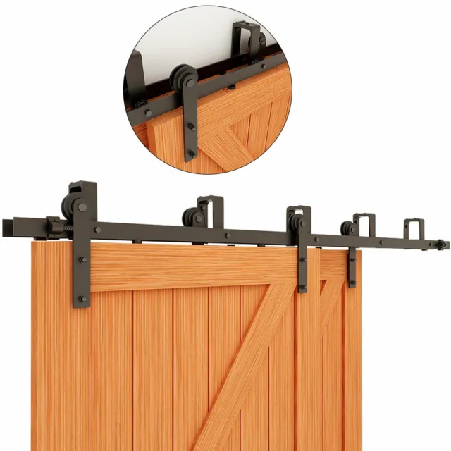 CCJH 4-20FT Sliding Barn Wood Door Hardware Closet Track Kit for 1/2/Bypass Door