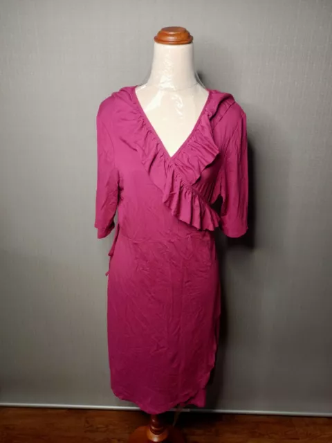 New ASOS Size 16 MATERNITY pink purple plum ruffle Dress Wrap