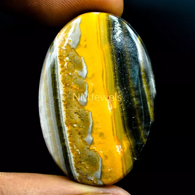 Cts. 39.95 Natural Eclipse Bumble Bee Jasper Cabochon Loose Oval Cab Gemstone