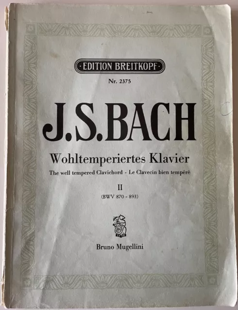 J.　II　PicClick　/Clavichord　Tempered　BREITKOPF　The　BACH　S.　$24.95　870-893　Book　Well　BWV　Clavier　AU