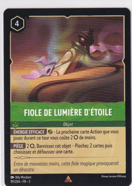 Carte Lorcana Fiole De Lumiere 99/204 Rare Chapitre 3 Neuve Sous Sleeve Vf
