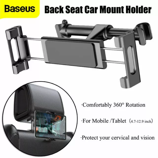 Car Back Seat Holder Mount Baseus 360°Stand Headrest Bracket For iPad iPhone Tab
