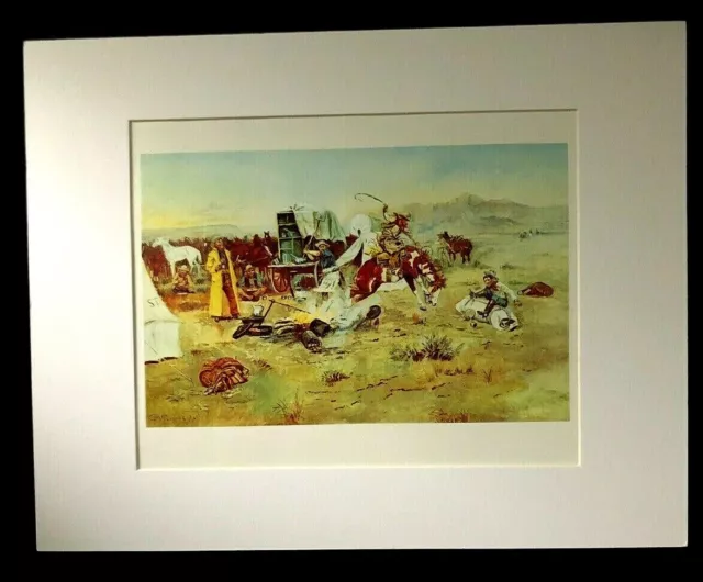 Charles M Russell "Bronc In Cow Camp" 11 x 14 Matted Western Print