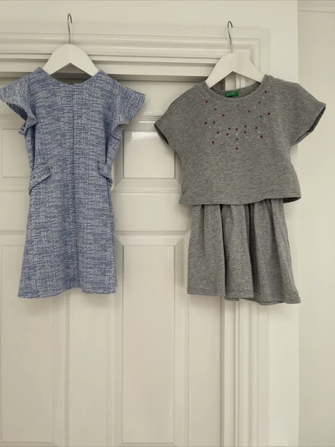 Girls Dress Bundle X2 Zara Blue And White Benetton Grey Age 5￼￼