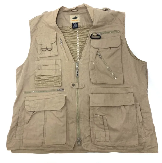 Humvee Men's Size XL Hunting Fishing Camping Safari Khaki Vest Pockets Vented