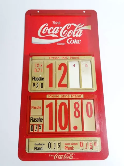 Coca-Cola Coke - Altes Preisschild / Preistafel - Reklame Werbung (B190)