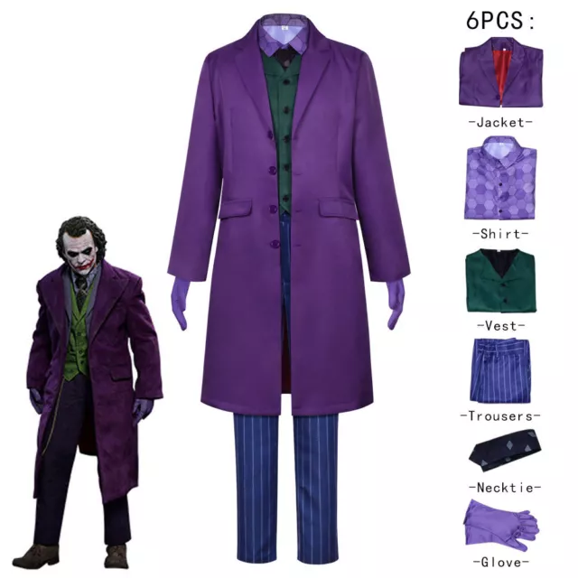 Batman The Dark Knight Heath Ledger Joker Fancy Dress Costume Full Set