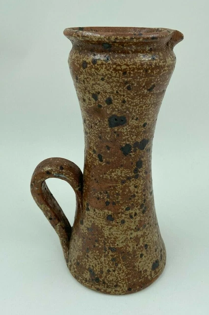 Grand Pichet En Gres Mouchete Avec Anse Poterie Xx Eme H3154