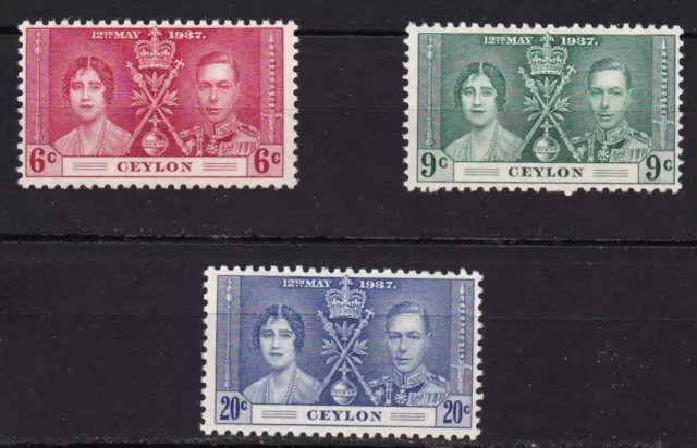 Ceylon #275-277 Mnh 1937 Coronation Of King George Vi & Queen Elizabeth