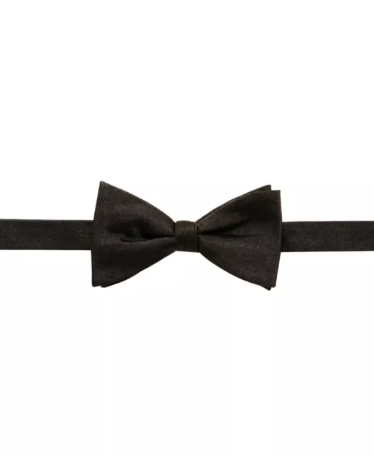 $125 Countess Mara Men Black Solid Bow Tie Pre-Tied Tuxedo Adjustable Bowtie