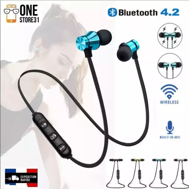 écouteurs intra-auriculaires Magnétique bluetooth sans fil mains libres