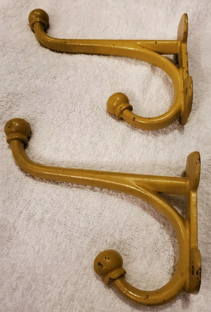 2 Vtg Cast Iron Ornate Yellow Shelf Brackets Architectural Salvage STC Japan 6x6 2