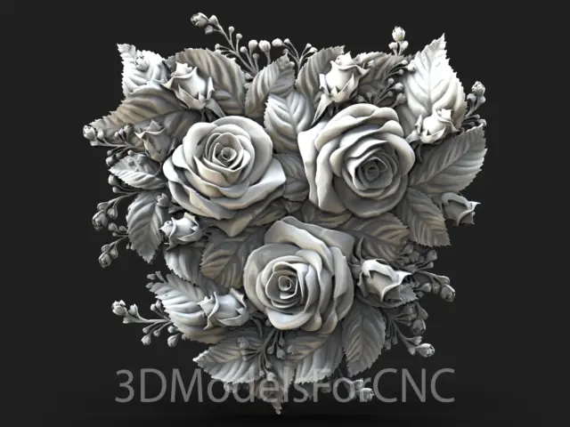 3D Model STL File for CNC Router Laser & 3D Printer Flowers 19