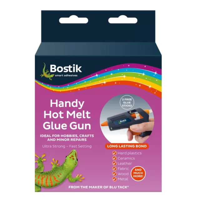 1 x Bostik Handy Mini Hot Melt Glue Gun + 2 Free Glue Adhesive Sticks 91296 new