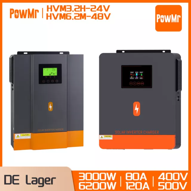 PowMr 3000W 24V 6200W 48V Hybrid Solar Wechselrichter MPPT 80A 120A Laderegler