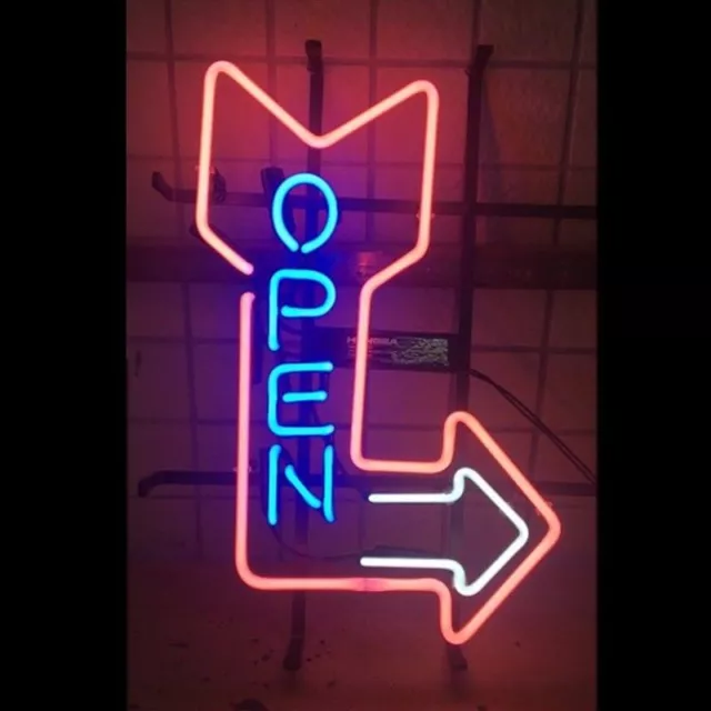 Open Arrow Shop 24"x20" Neon Sign Lamp Light Handmade Show Display Artwork Decor