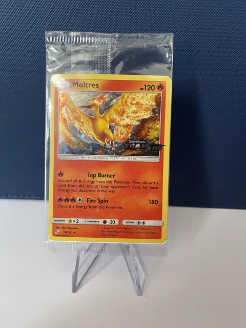 SEALED Moltres - 19/181 - MINT - Team Up -  Pre Release PROMO