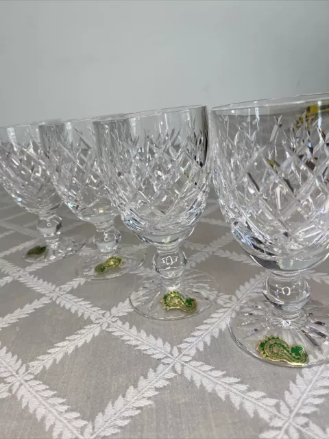 Waterford Donegal Claret Wine Glasses Set of 4 Vintage Crystal Stemware Mint Waterford Donegal Claret Wine Glasses Set of 4 Vintage Crystal Stemware Mint