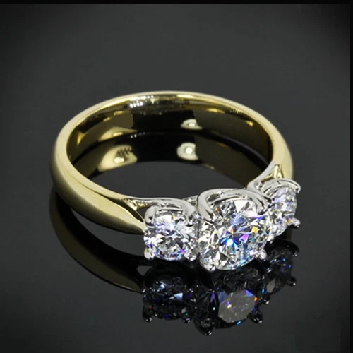 2Ct Round Cut Lab Created Diamond Women's Wedding Ring 14K Two Tone Gold Plated