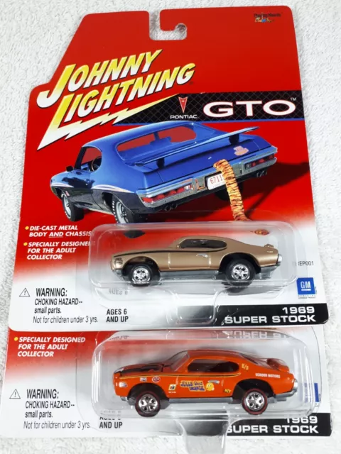 Johnny Lightning 2 Die Cast Car Lot 1969 Super Stock Pontiac GTO GM