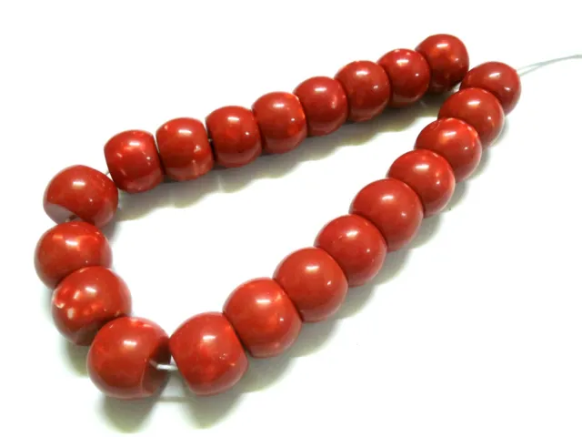 1 Strand Corail Rouge Rondelle Lisse 21-22mm Gemme Corail Perles 10 " Pouce CR5