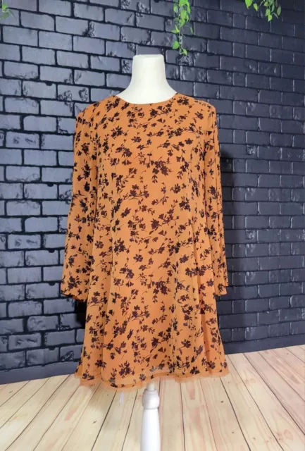 Urban Outfitters Kimchi Blue Long Sleeve Floral Dress in Rust size small 2