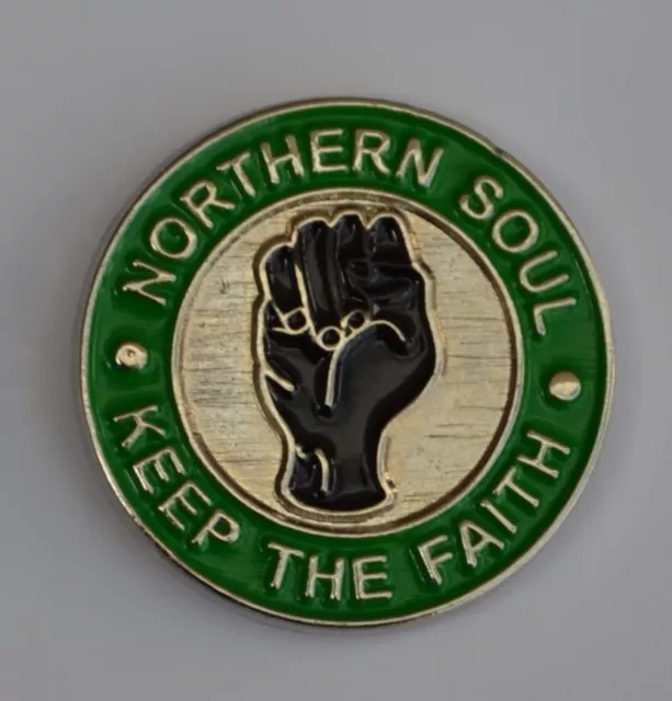 Green Northern Soul Keep The Faith Lapel Pin Badge