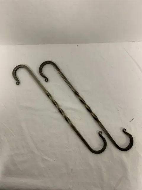 S Hooks Set of 2, 12 Inch hand forged blacksmith twisted s hook campfire pot