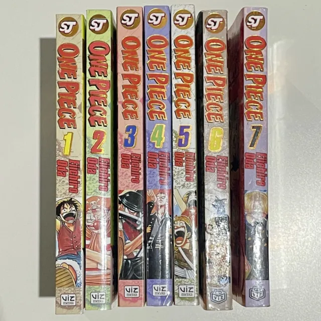 One Piece Gold Foil Manga Set Volumes 1 - 7  RARE OOP Bundle Set Shiny Books UK