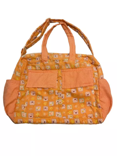 1980s Diaper Baby Bag Neutral Unisex Pastel Orange Creamsicle Bears Vintage