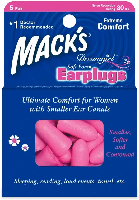 Tapones para los oídos de espuma suave Mack'S Dreamgirl, 5 pares, rosa - pequeños tapones para los oídos para dormir