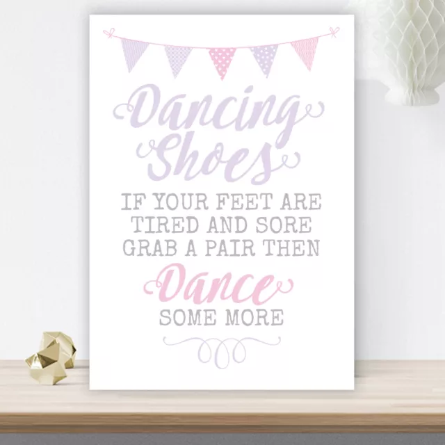 Lilac & Pink Bunting Dancing Shoes Tired Feet Wedding Basket Sign 3FOR2 (LIB5)