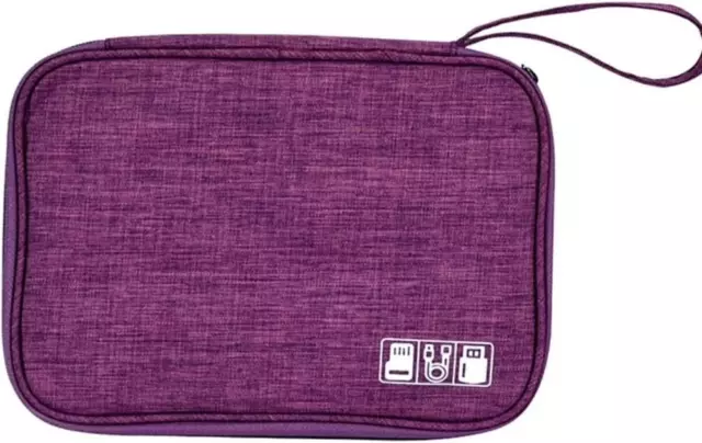 Organizer Hand Bag for Data Cable and Pen (Purple)