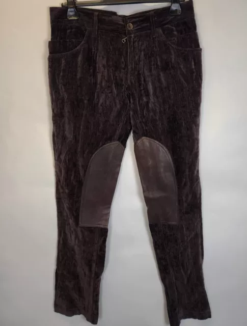 Dolce & Gabbana Classic 14 Dark Brown Velour Leather Pants 32W