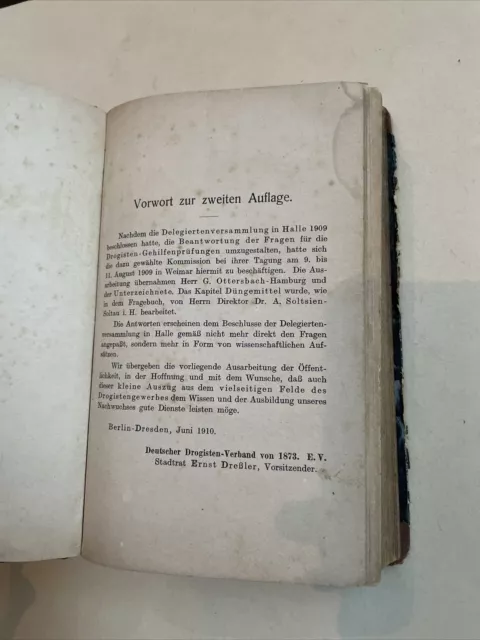 Antwortenbuch Drogisten Gehilfen Prüfungen 1916 Beruf 2