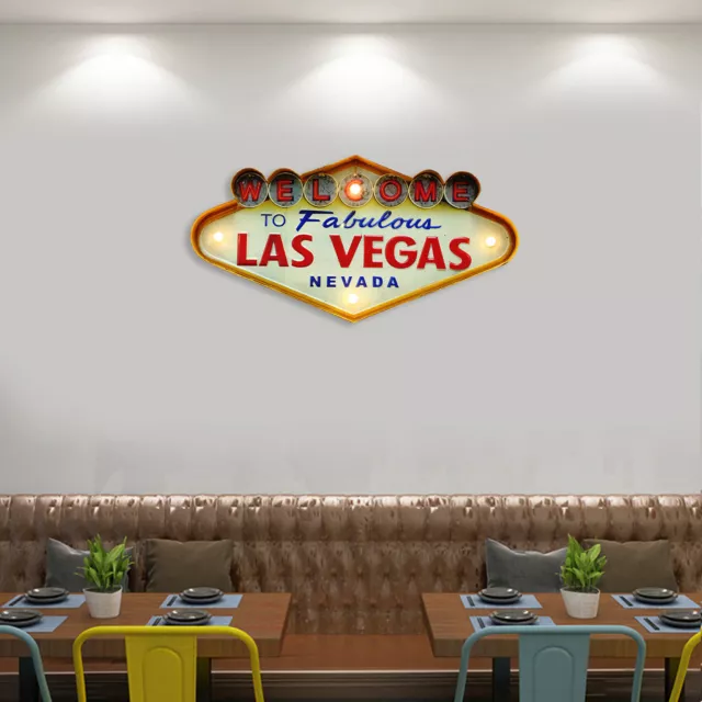 Neon Sign Vintage Look Light Welcome To Fabulous Las Vegas Wall Art Decoration