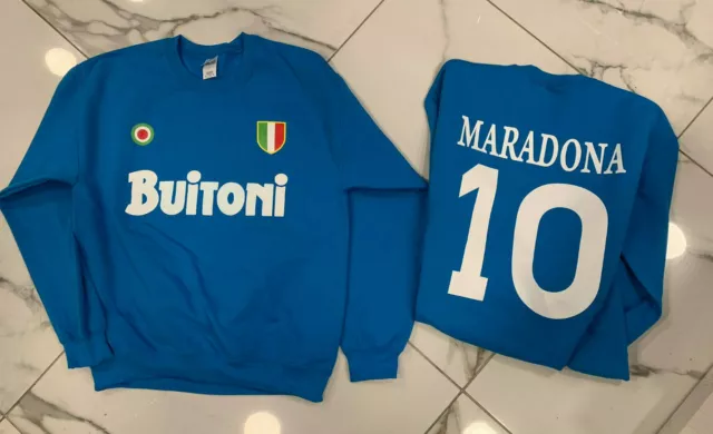 1 Felpa celebrativa girocollo Maradona Buitoni Napoli + portachiavi Diego