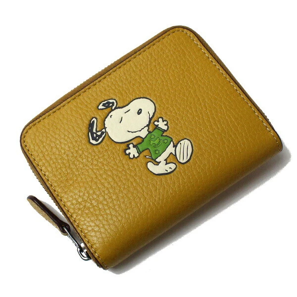 COACH PEANUTS Small Zip Around Wallet Snoopy Walk Motif CE869 QBRQD #048