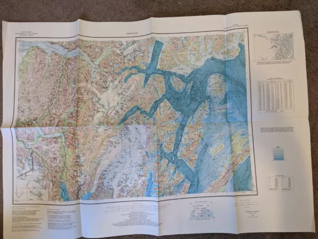 Topographical Map Seward, Alaska 60147-A1-TB-250 1953 (USGS Rev. 1985) Folded