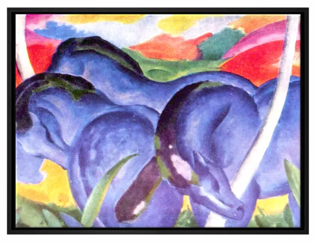 Franz Marc - La Grands de Coloris Bleu Cheval, Cadre Profilé