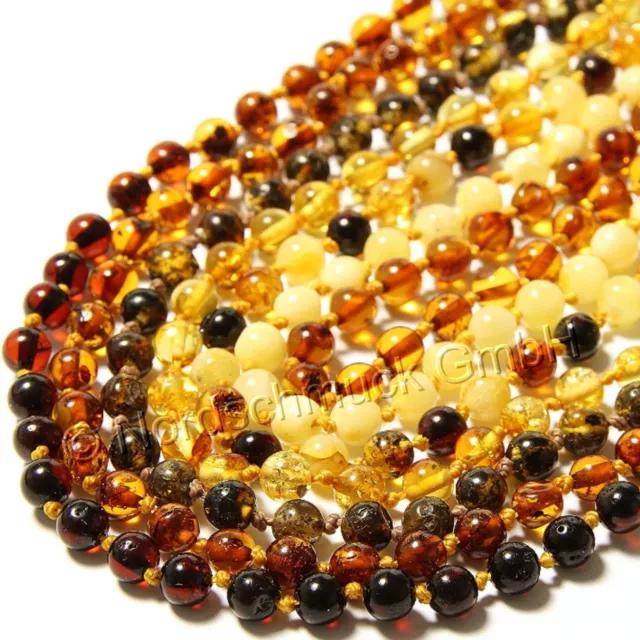 Bernsteinkette 100% Natur Bernstein Kette Barock-Kugel 5 mm viele Modelle amber